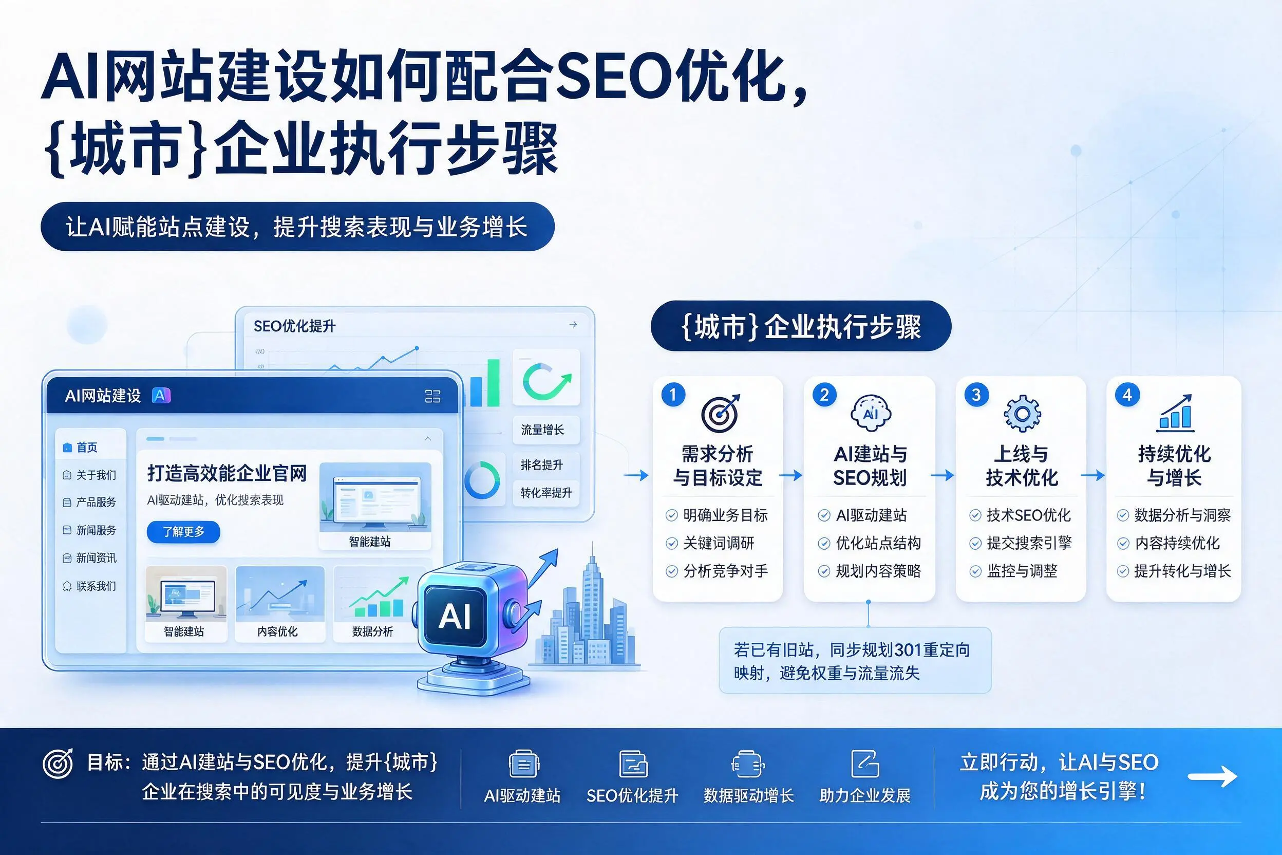 AI网站建设如何配合SEO优化，六安企业执行步骤